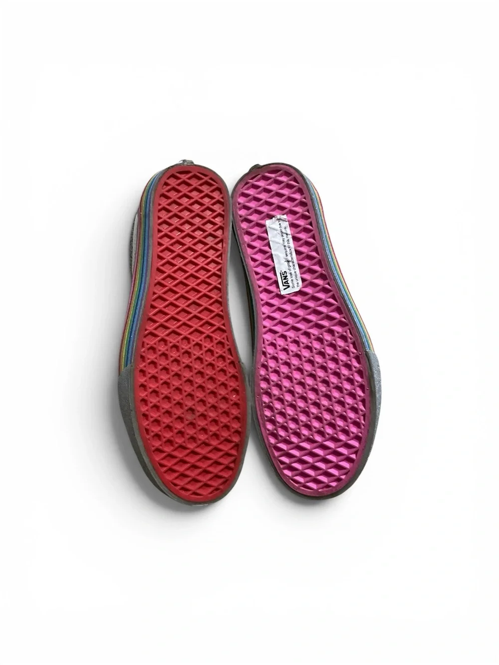 Vans Kids Glitter Low-Top Sneakers - Silver with Rainbow Stripe